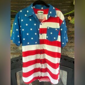 Tipsy Elves American Flag Patriotic Button Down Shirt Large